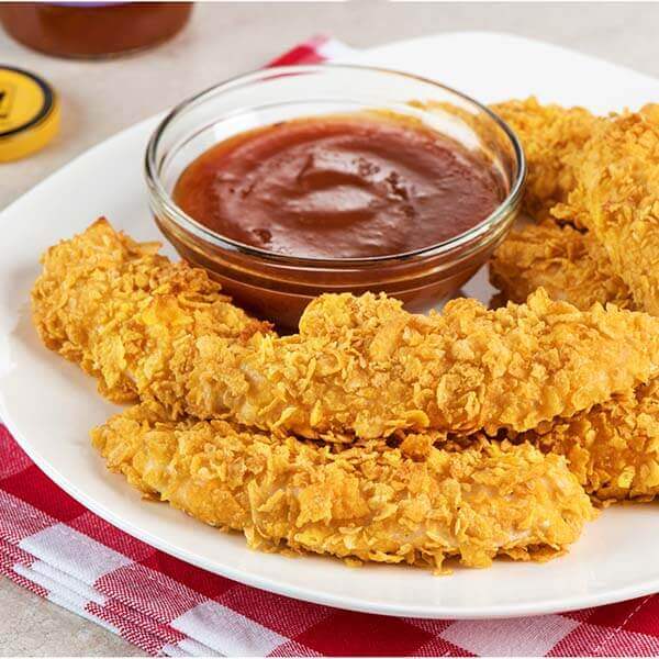 Sesam fried chicken fingers (served with fries ) 