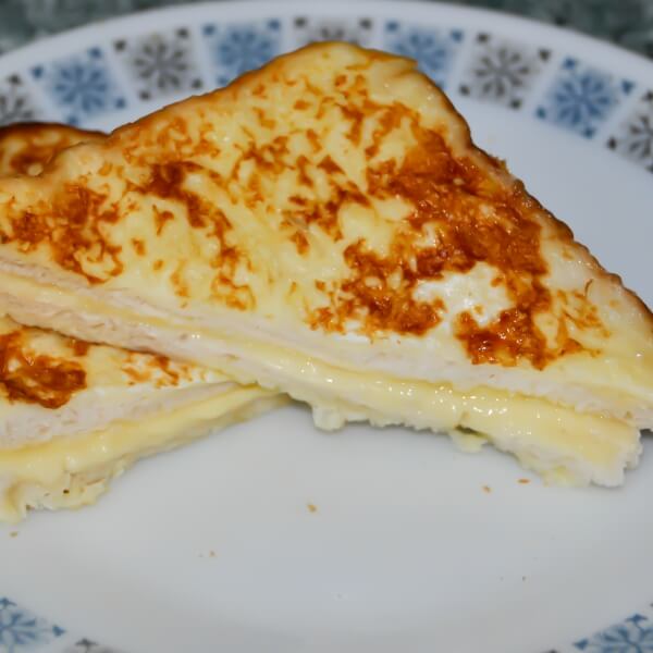 Eggs with cheese triangles