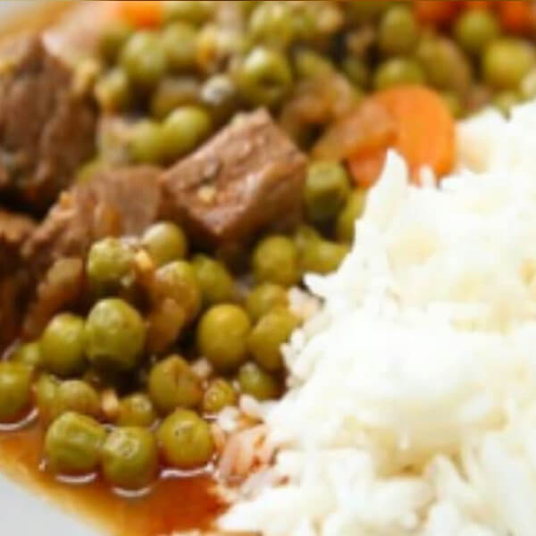 Peas and carrots + yakhni rice + soup 
