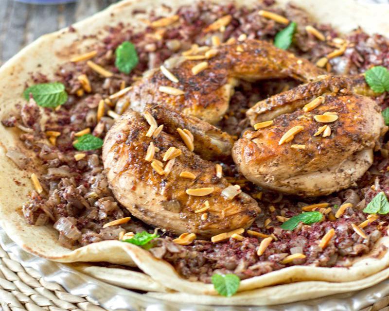 Palestinian mosakhan 4 Kmajat with chicken
