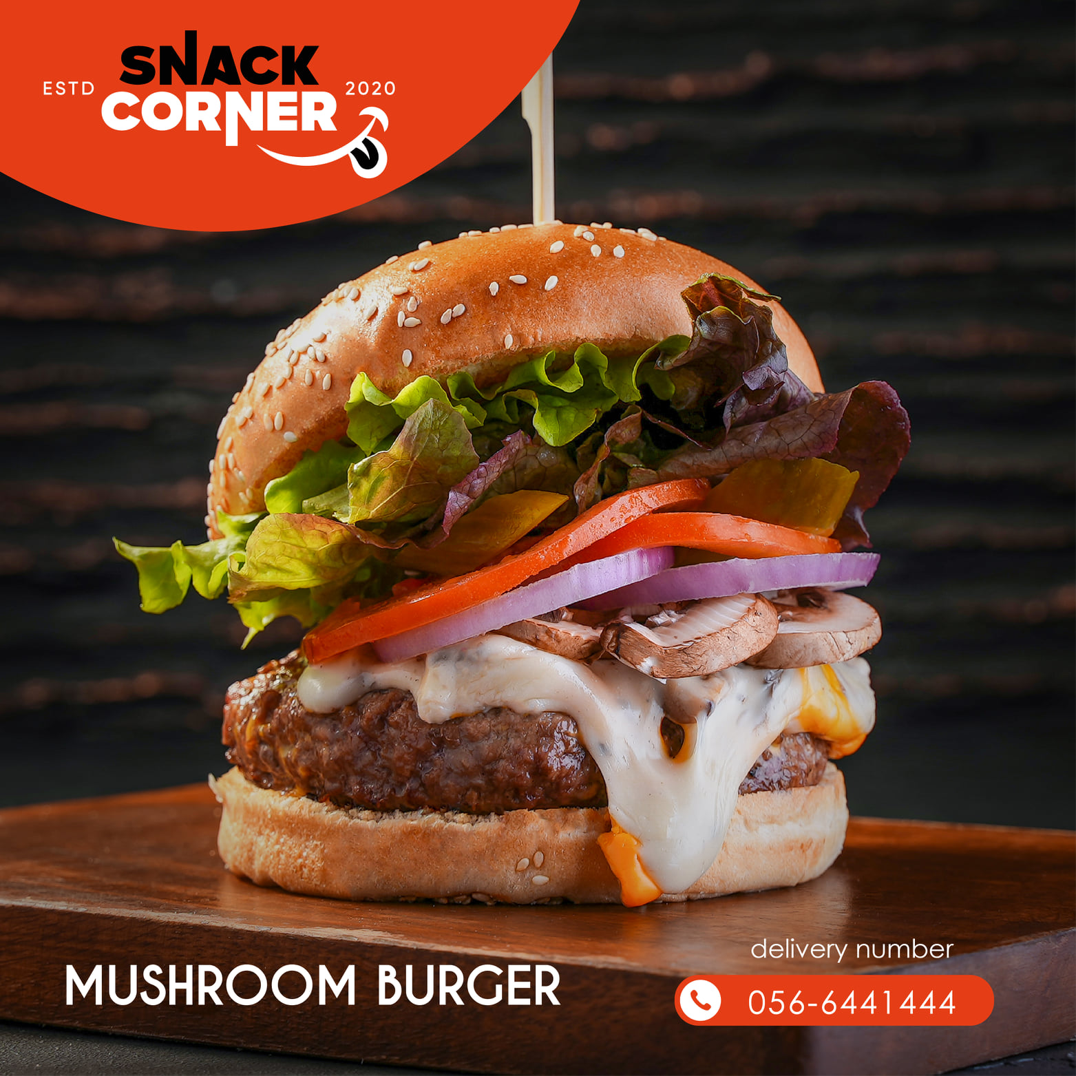 Mushroom burger with sauce - grilled mushroom burger