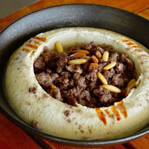Hummus plate with liver