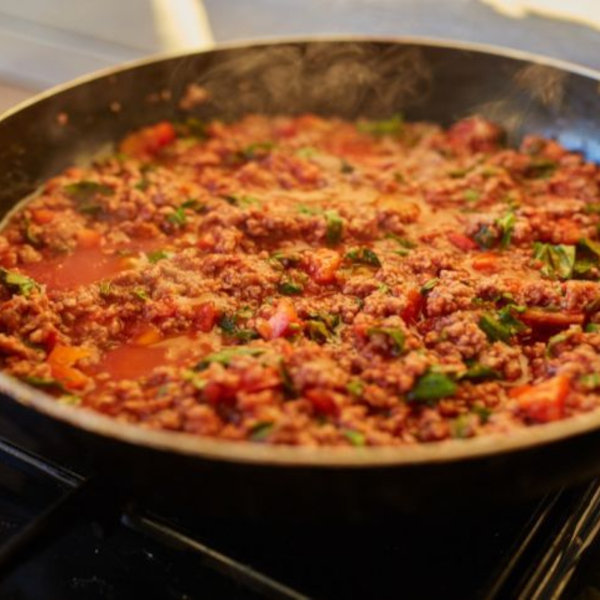 Tomato frying pan with meat