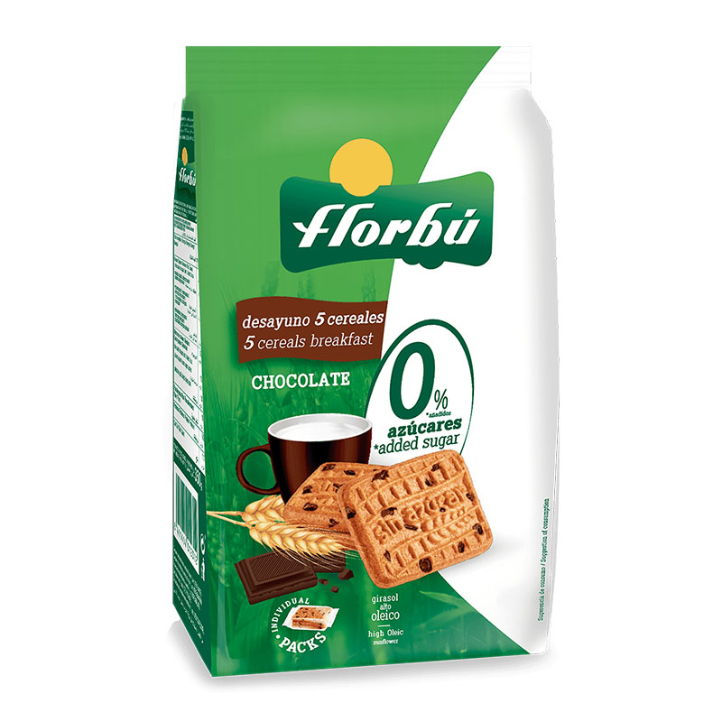Florb? بسكويت إفطار بالشوكولاتة بدون سكر مضاف، كيس 400غ