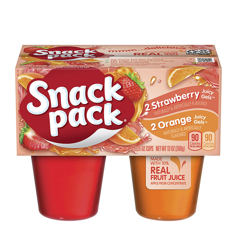 Snack Pack حلوى جيلي بدون سكر - رباعية فراولة وبرتقال 368غ