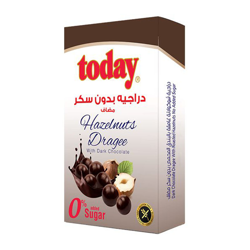 Today دراجية بندق بشوكولاتة الحليب بدون سكر مضاف 60غ