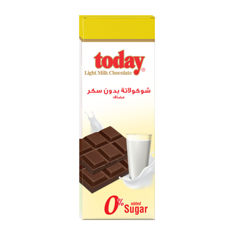 Today شوكولاتة بالحليب قليل الدسم بدون سكر مضاف 65غ
