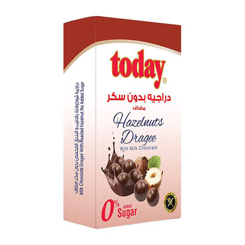 Today دراجية بندق بشوكولاتة داكنة بدون سكر مضاف 60غ