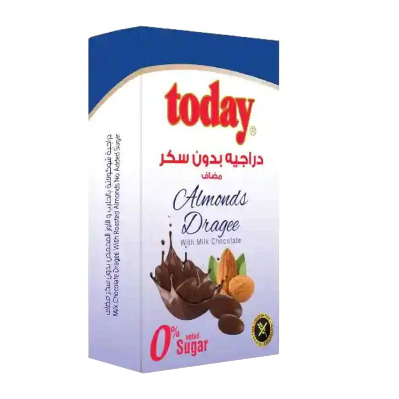 Today دراجية لوز بشوكولاتة الحليب بدون سكر مضاف 60غ