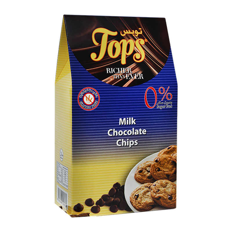 Tops حبيبات شوكولاتة حليب بدون سكر 200غ