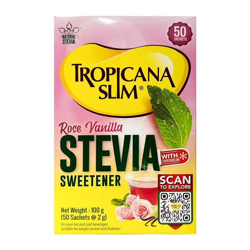 Tropicana Slim محلي ستيفيا بالفانيلا، 50 باكيت 100غ