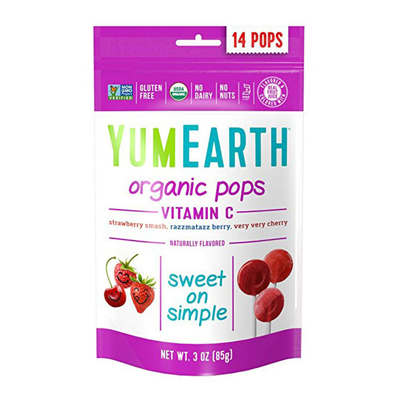 Yum Earth مصاص عضوي مع فيتامينات 14 قطعة 87غ
