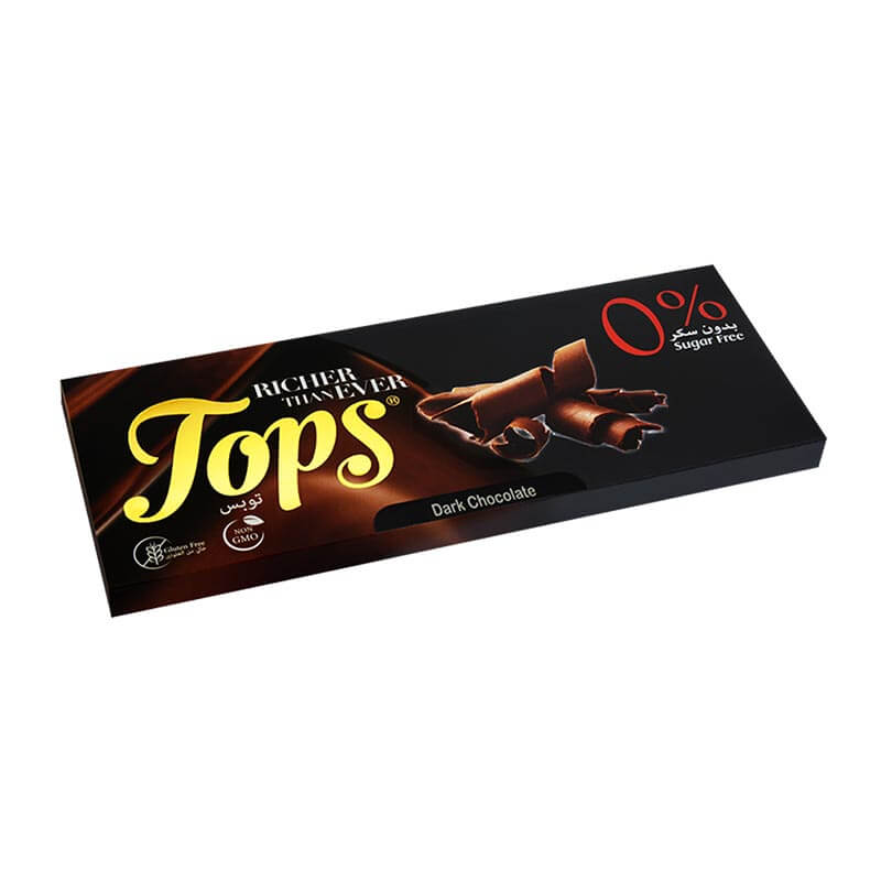 Tops شوكولاتة داكنة بدون سكر 60غ