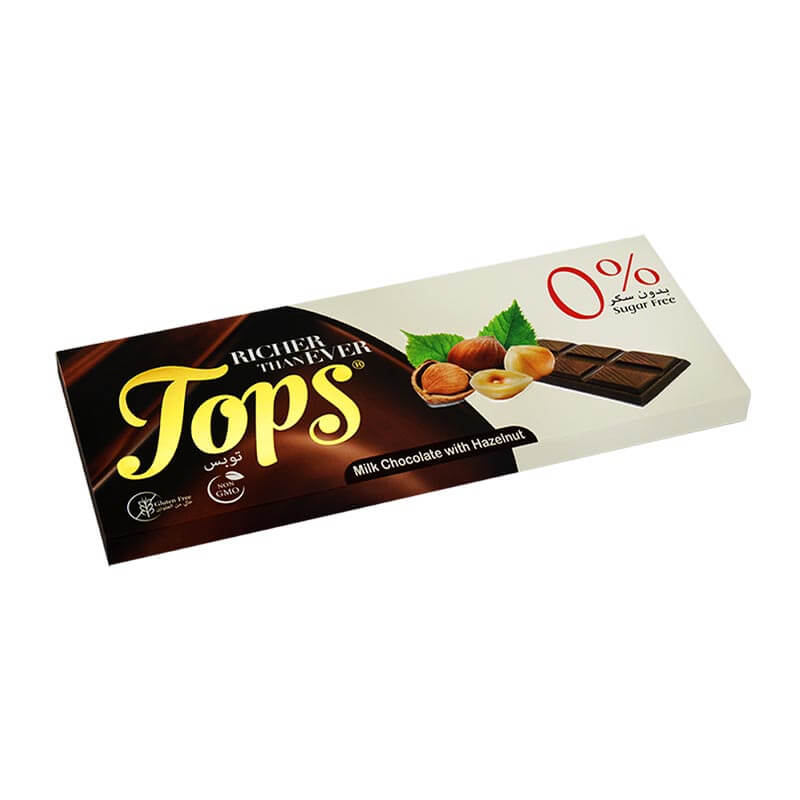 Tops شوكولاتة حليب بالبندق بدون سكر 60غ